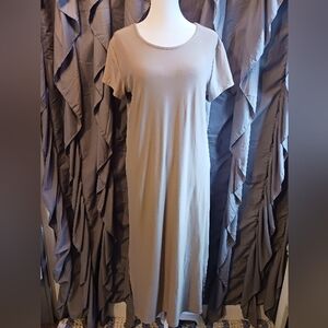 Muk Luks Tan Maxi Dress Womens S H-line Stretchy Neutral Minimalist Simple